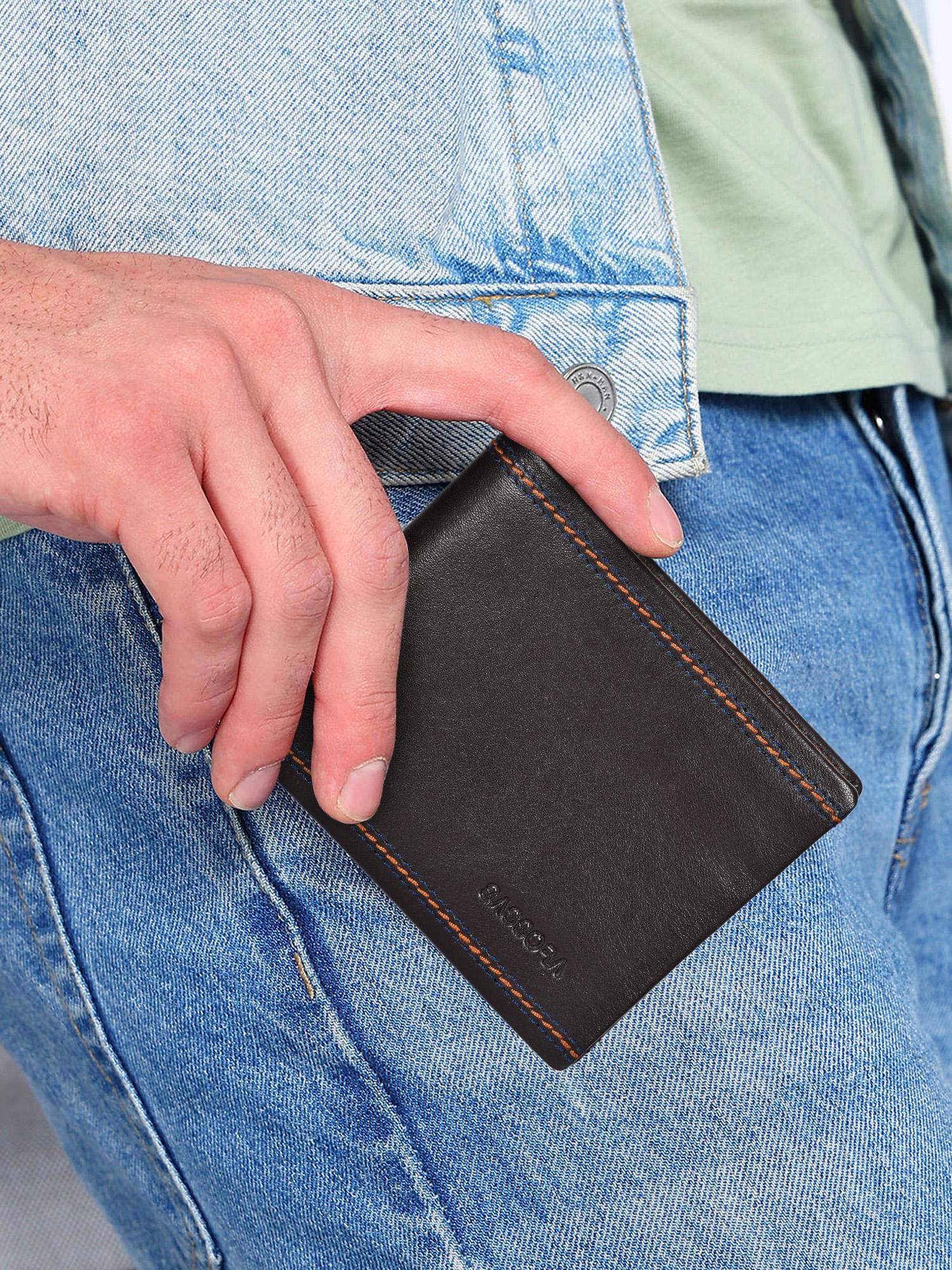 Buy Sassora Premium Genuine Leather Rfid Bifold Men Wallet (Medium