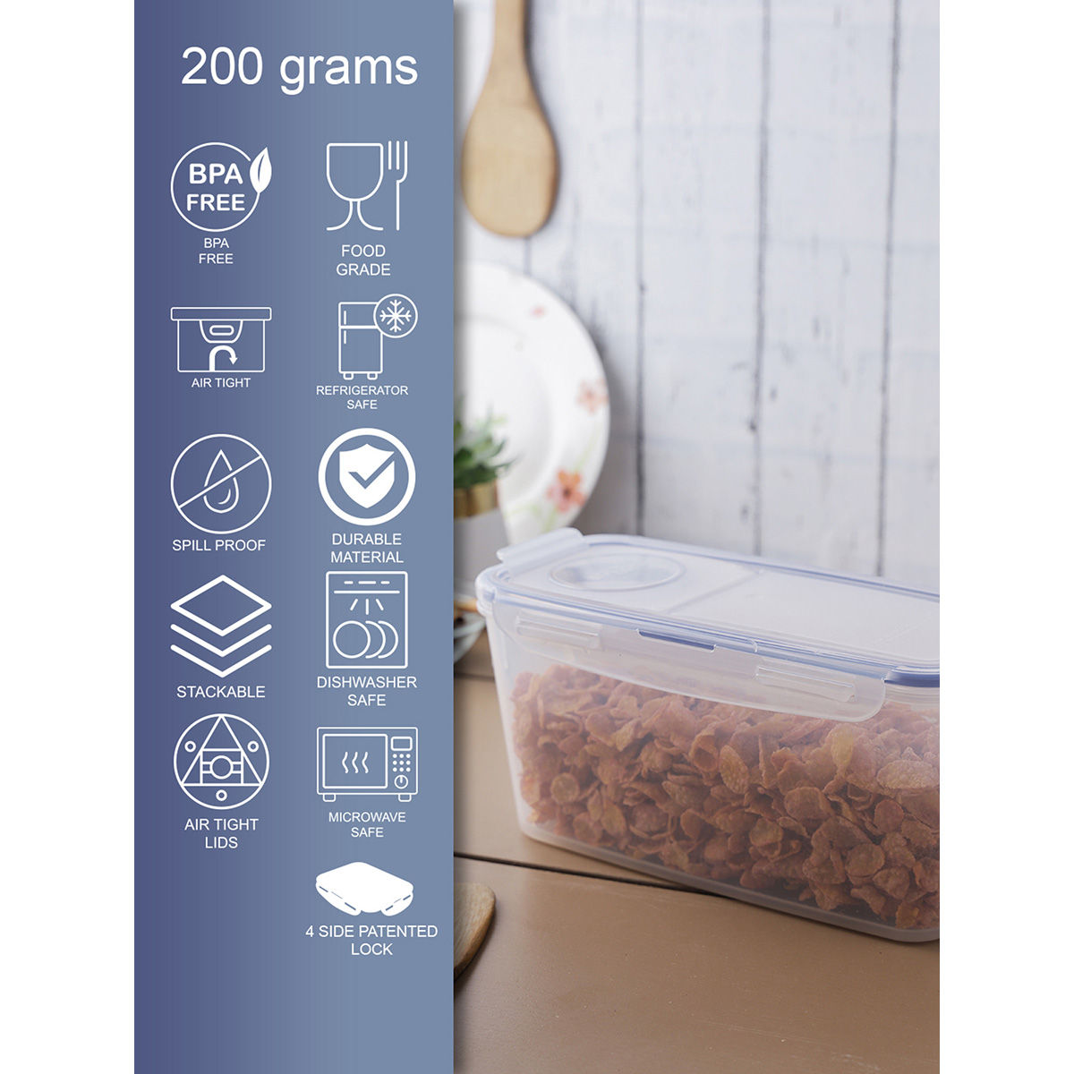 Lock & Lock Classic Slender Plastic Airtight Food Storage Container