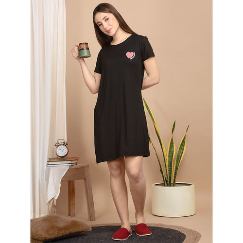 Buy Sweet Dreams Women Black Solid Short Night Dress Online Buy Sweet Dreams Women Black Solid Short Night Dress Online