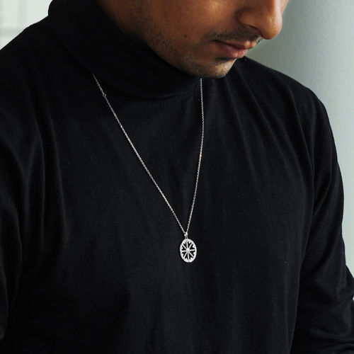 Buy GIVA Sterling Silver Wheel Pendant With Link Chain For Mens Online