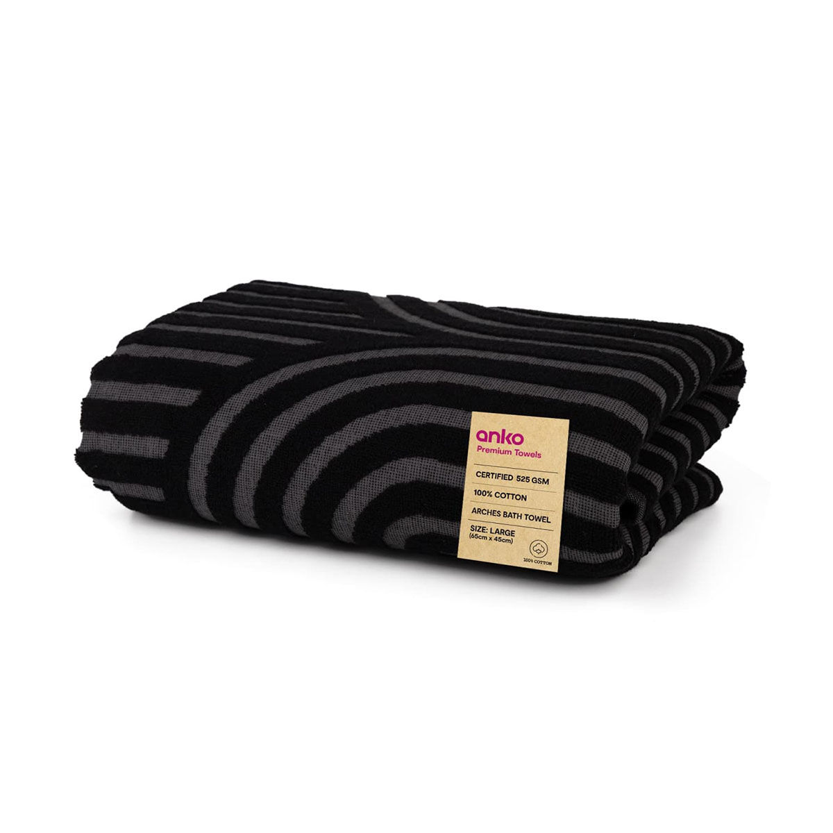 Buy Anko 100 Cotton Bath Towel 525 Gsm Black Online