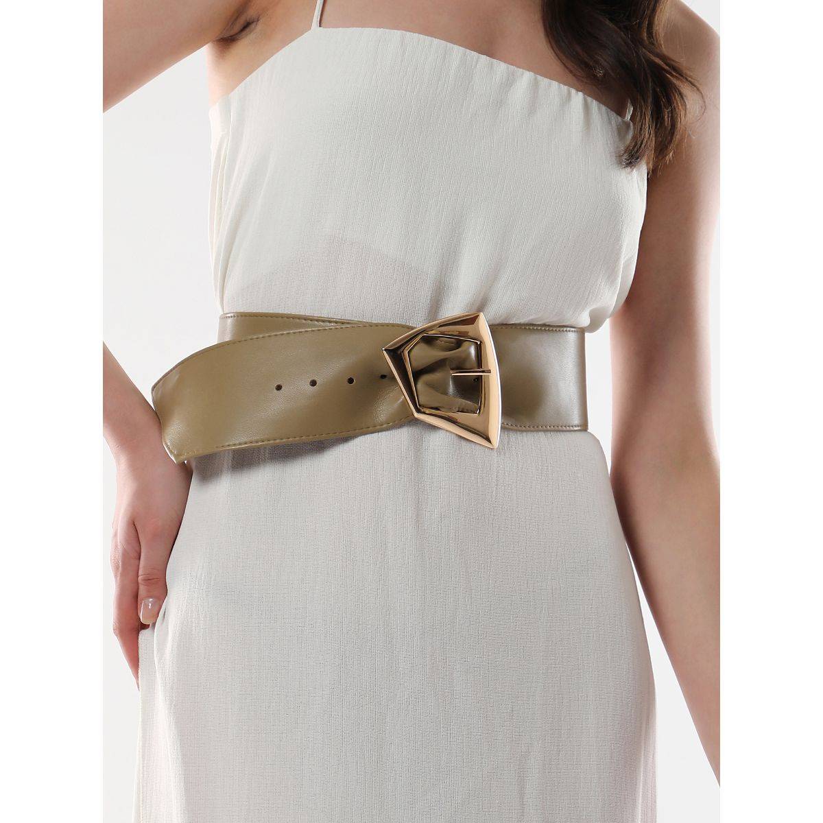 Haute Sauce Womens The Volcan Buckle Belt - Ecru Beige