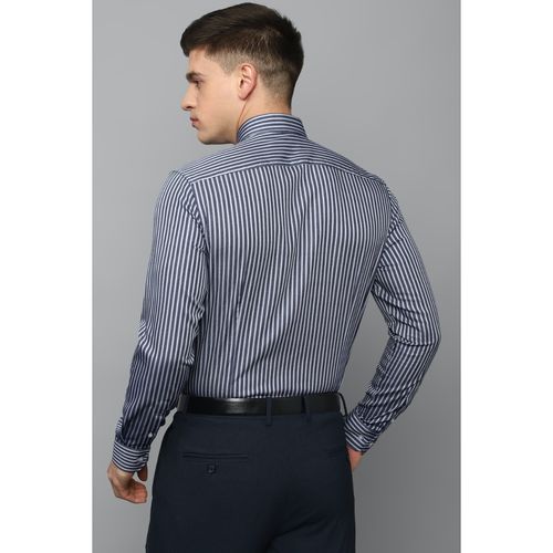 Buy Men Navy Slim Fit Stripe Full Sleeves Formal Shirt Online