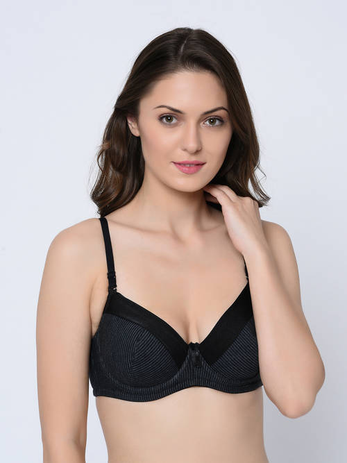 Da Intimo Black Solid Lightly Padded Everyday Bra (36C): Buy ...