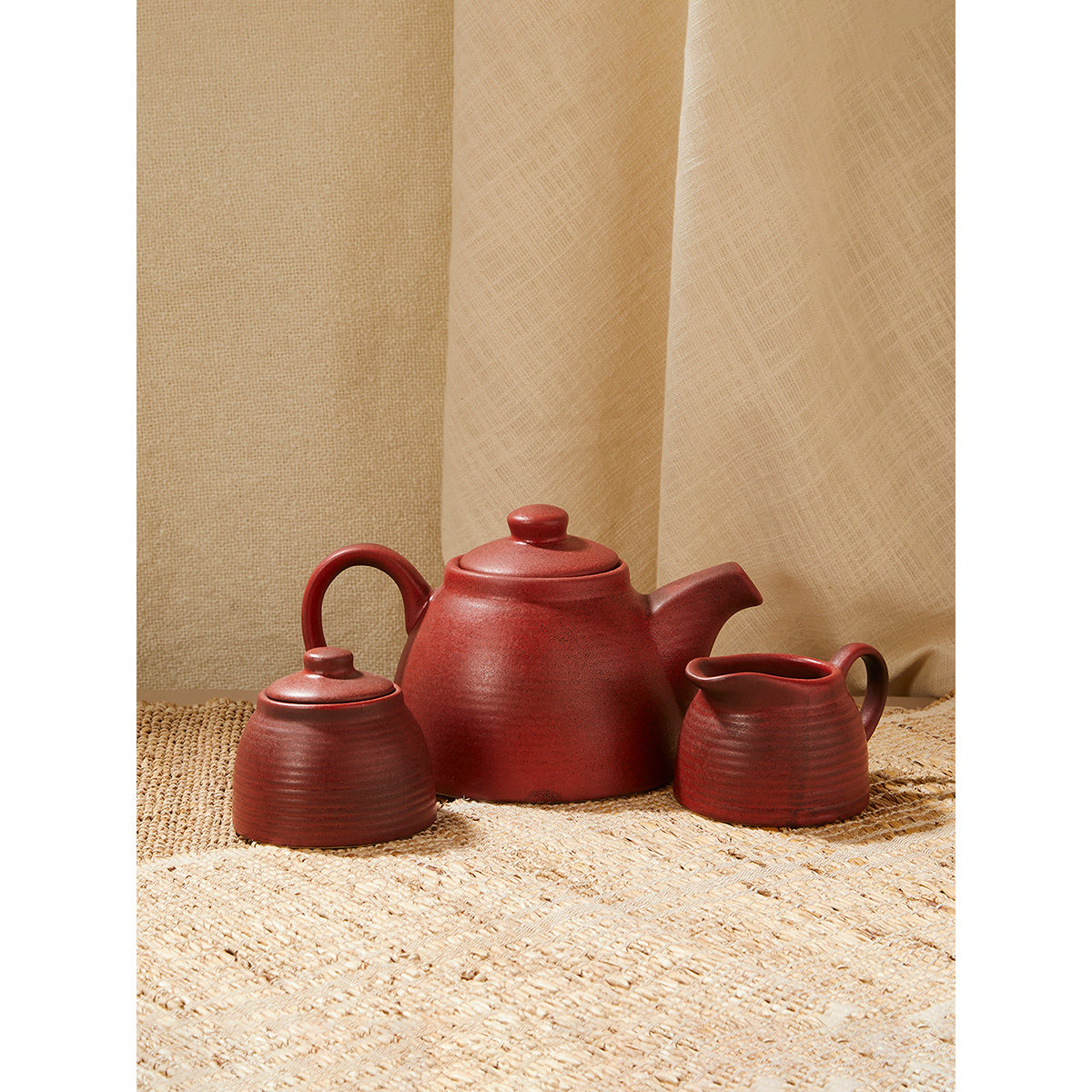 Fabindia Kadir Red Beverage Pot Set (Pack of 3) Buy Fabindia Kadir Red