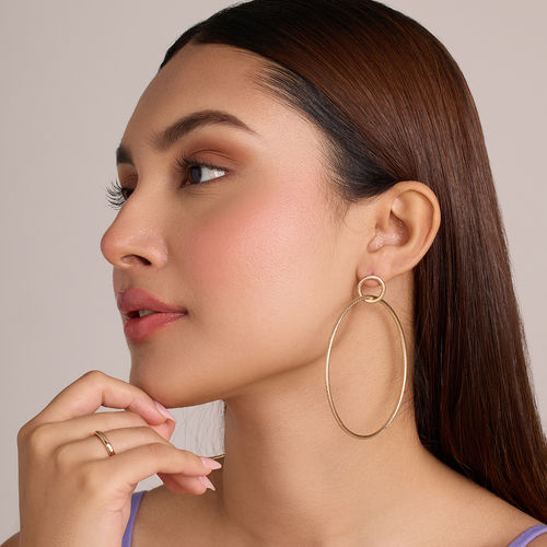 Buy Pipa Bella by Nykaa Fashion Gold Dual Ring Large Hoop Earrings