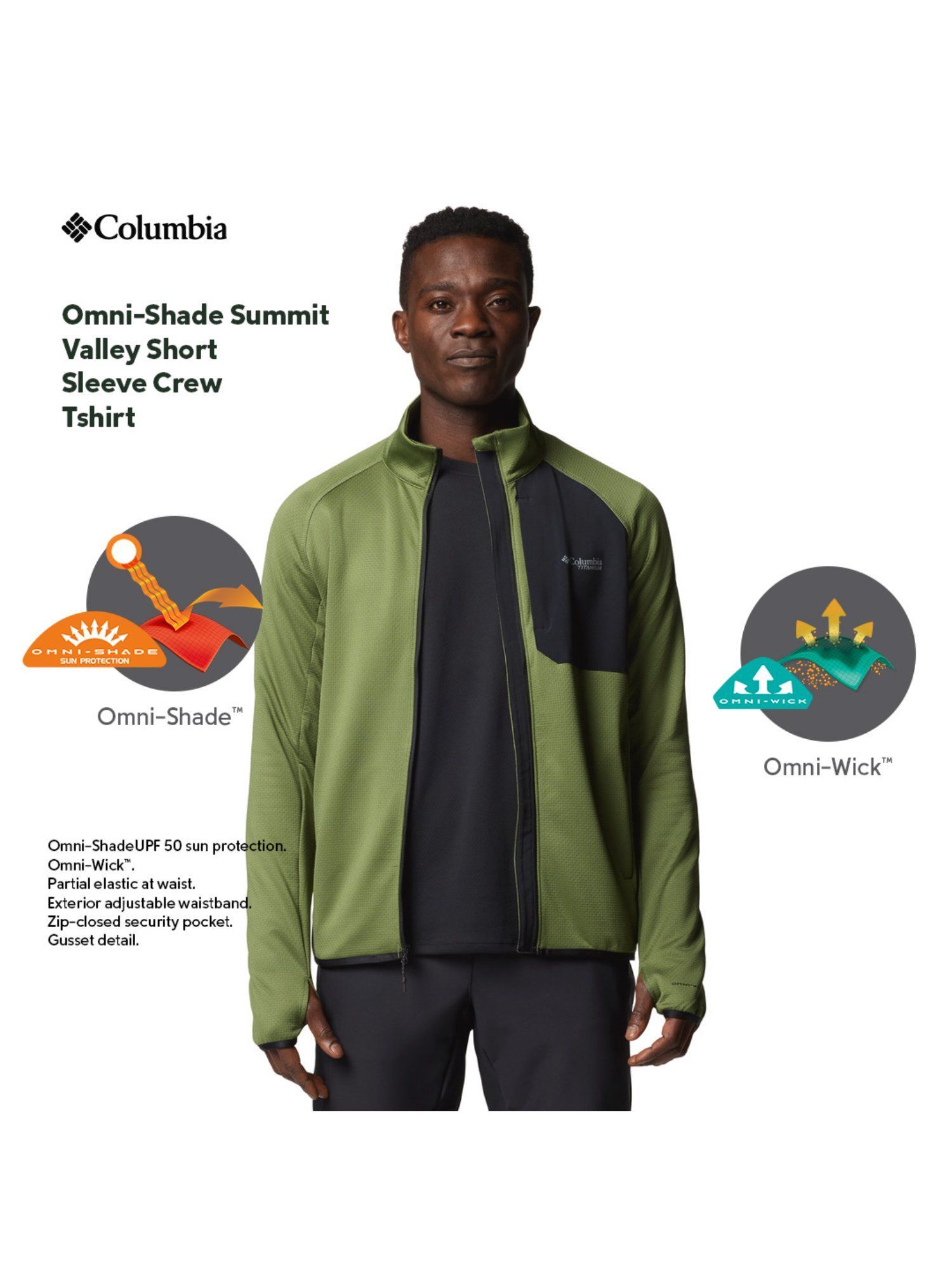 Buy Columbia Men Green Omni Wick Triple Canyon Grid Fleece Full
