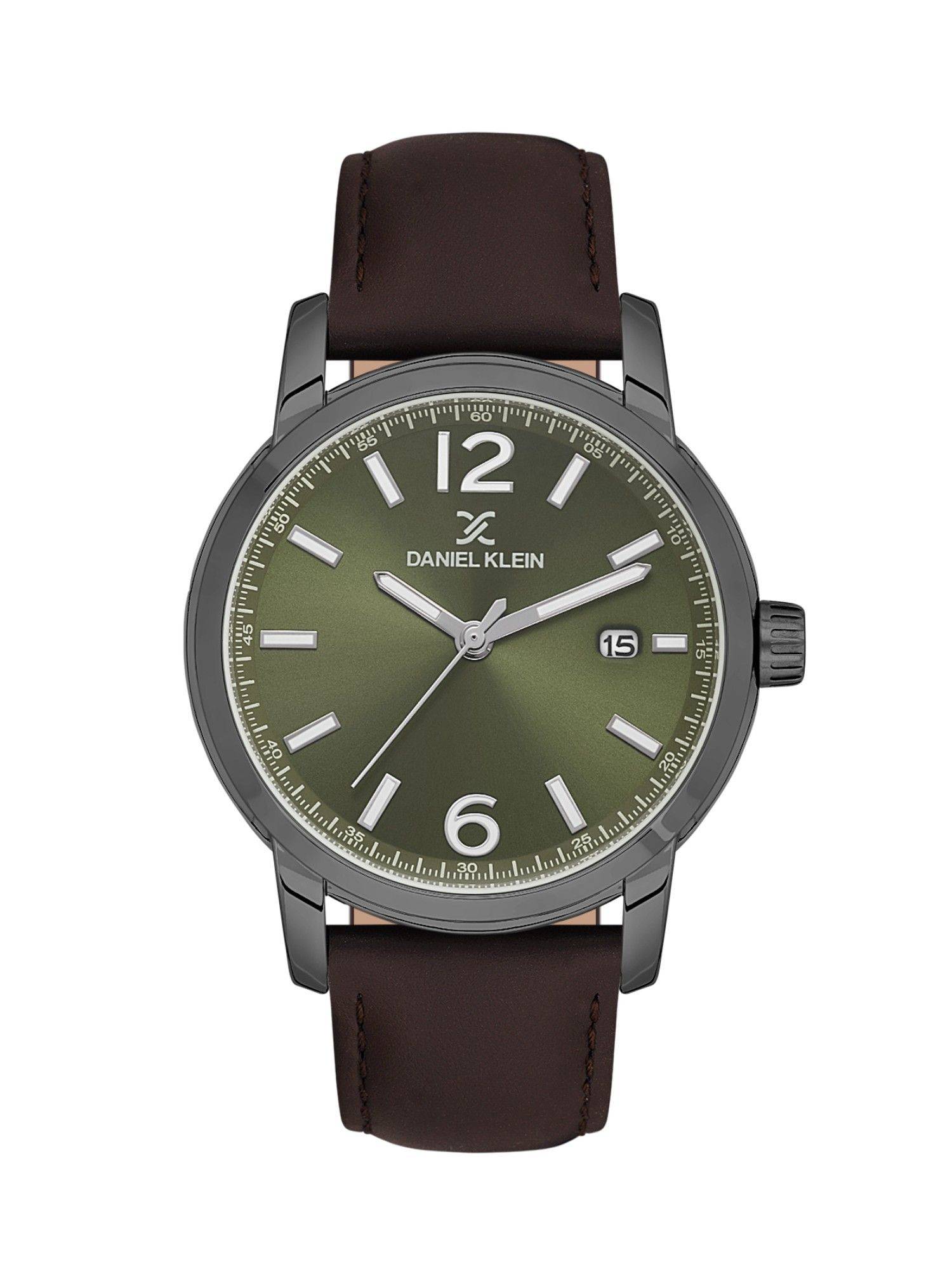 Daniel Klein Premium Men Green Dial Leather Strap Watch - DK.1.13798-4 (M)
