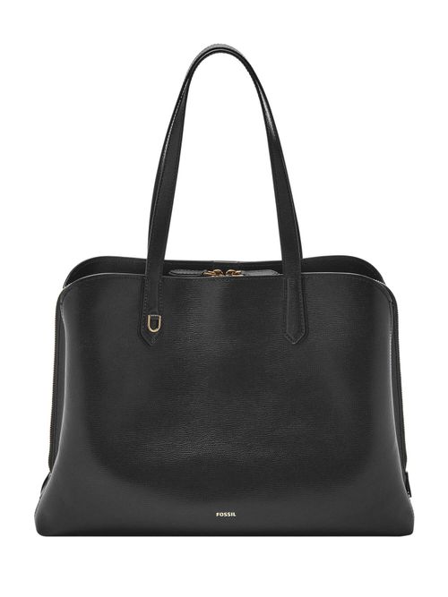 Buy Fossil Wren Solid-Plain Black Leather Tote Bag (M) Online