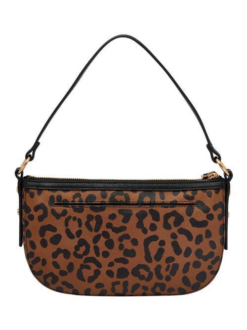 Fossil Jolie Animal Print Brown Cotton Crossbody Bag (S)