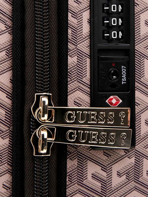 Buy Guess Beige Geometric Wilder 18 In 8-Wheeler Trolley Bag Online