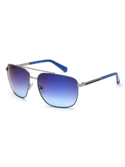 Guess Men UV Protected Full Rim Blue Lens Square Sunglasses (61)