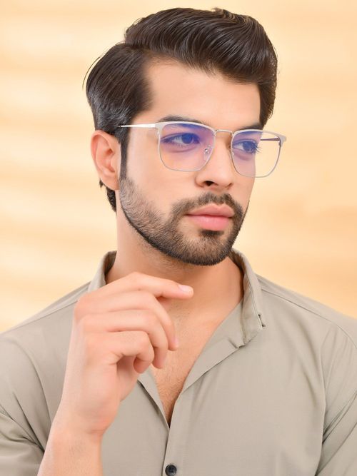 ROYAL SON Square Silver Eye Glasses for Men Women Sf0086-C3