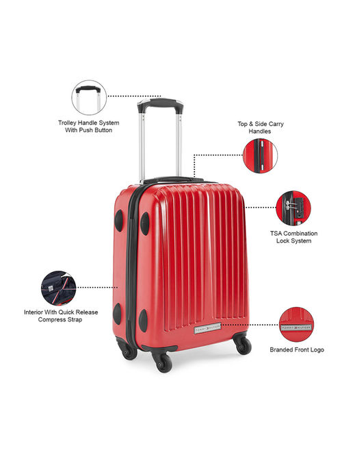 Buy Tommy Hilfiger Crystal Textured Hard Luggage Trolley Bag Red