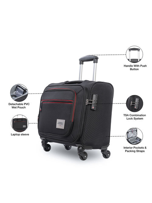 Buy Tommy Hilfiger Taylor Polyester Overnighter-Dark Black Cabin