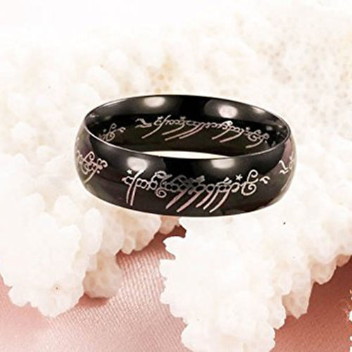 Peora The Lord of The Rings High Polish Black Plated Tungsten Carbide Mens  Ring PX8R07 (7)