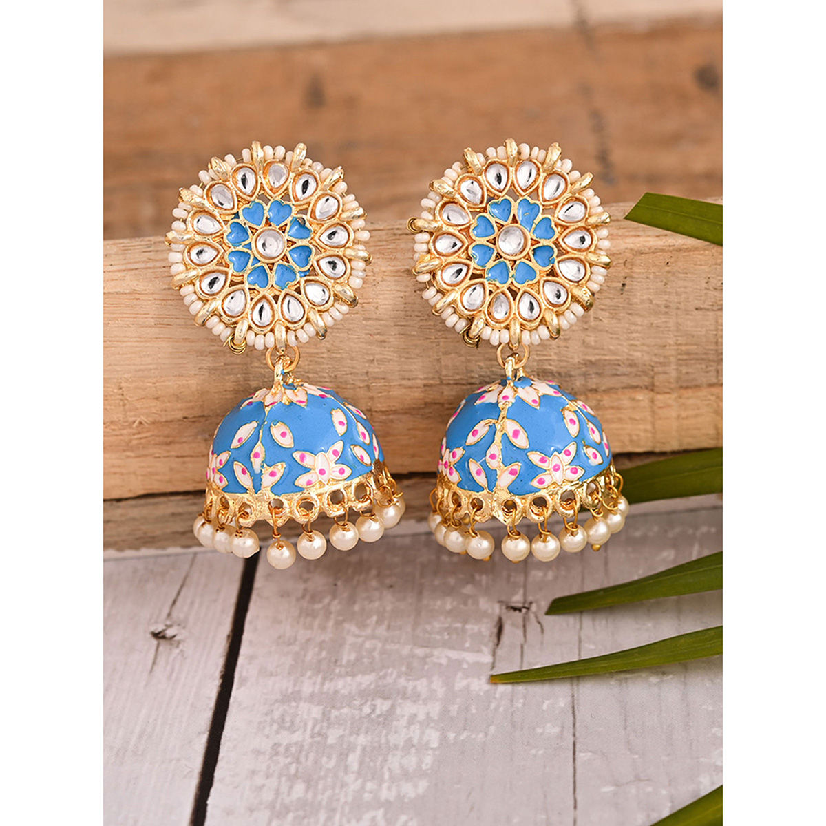 Buy GoldToned  Beige Earrings for Women by Fashion Frill Online  Ajiocom