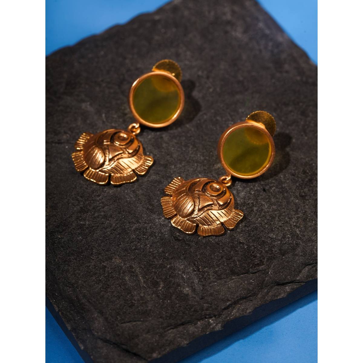 Suhani Pittie Gold Plated Round Yellow Acrlic And Rose Earring