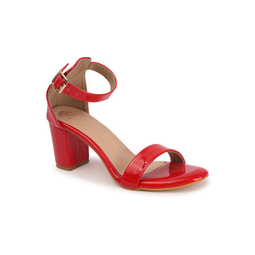 Buy Carlton London Red Round Toe Block Heel Sandals for Women Online