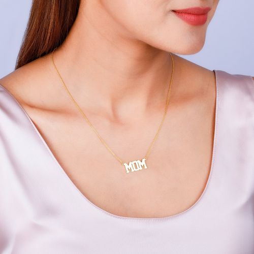 GIVA Sterling Silver Golden MOM Necklace for Womens and Girls