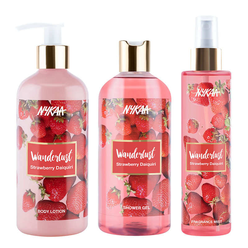 Nykaa Wanderlust Strawberry Daiquiri Shower Gel + Body Lotion + Fragrance Mist Combo