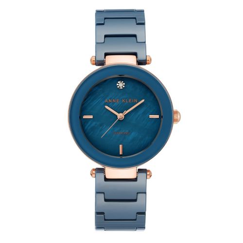 Anne Klein Rosegold And Blue Ceramic Watch