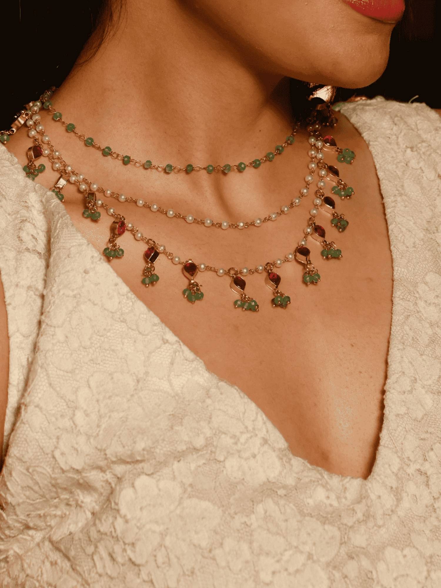 BINNI Multi-Color Gulnar Pearl Cascade Necklace