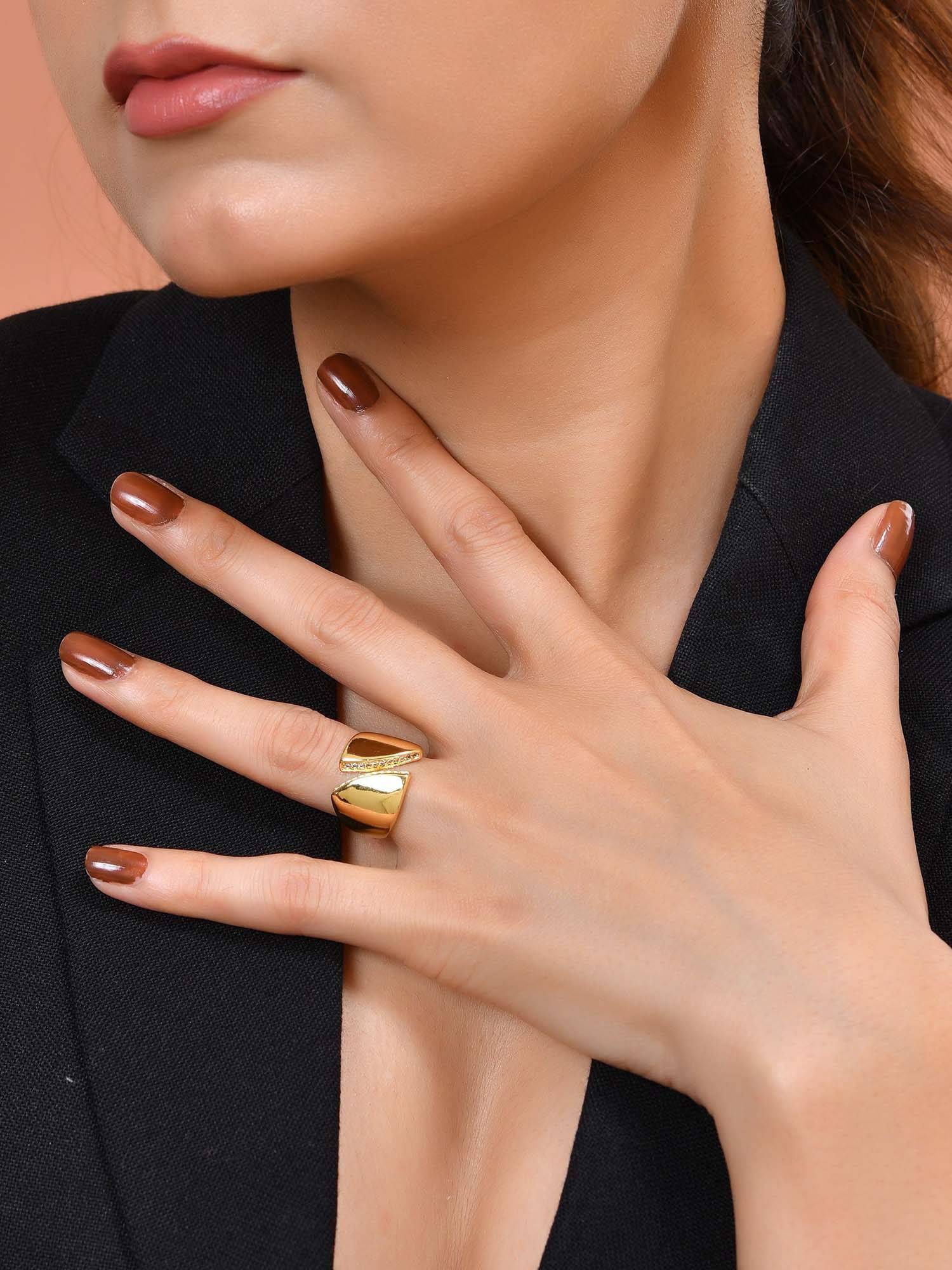 VOJ White Gold Plated Adjustable Ring