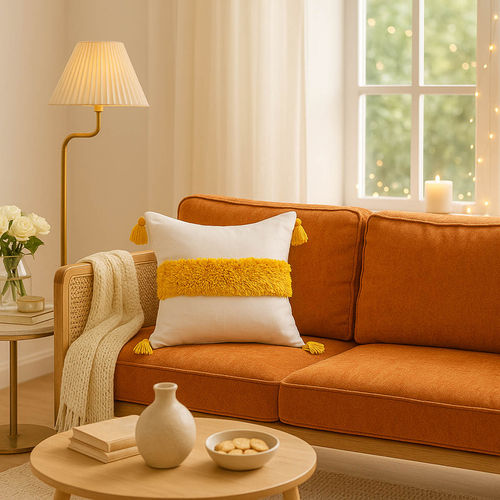 Orange Modern Yellow Throw Pillows THROW PILLOW Sunny White With
