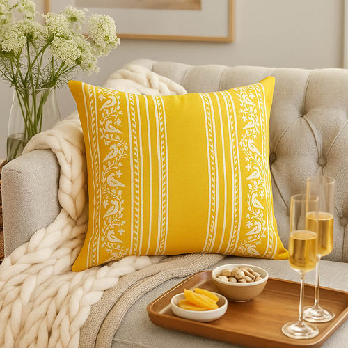 Buy THROW PILLOW Golden Birds Cushion Cover Cheerful Mustard with