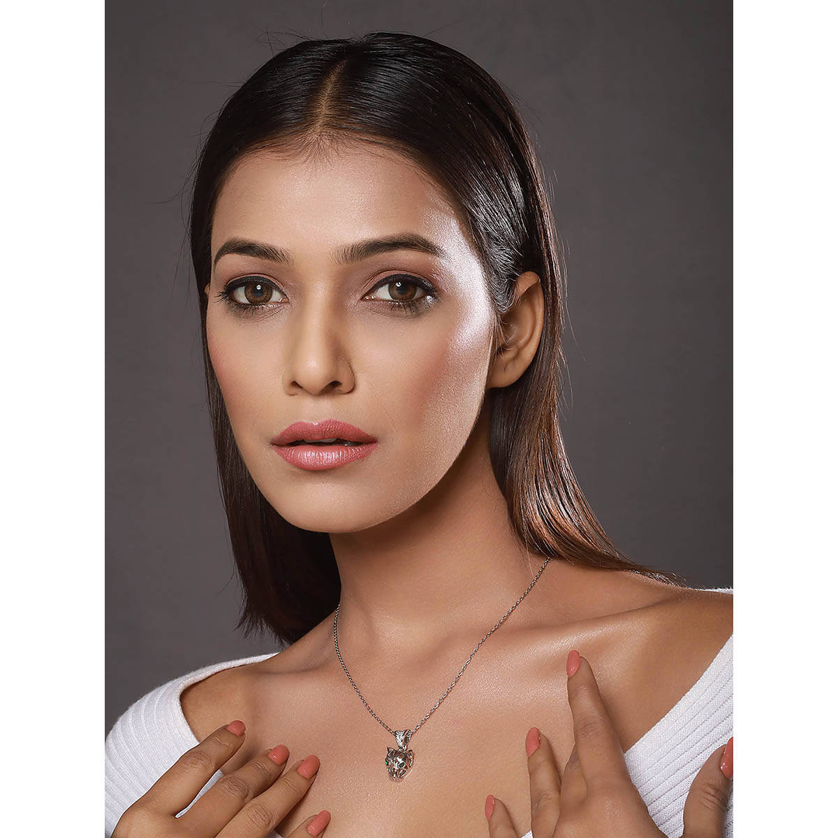 Aatmana Silver-Plated Cz Studded Snake Necklace