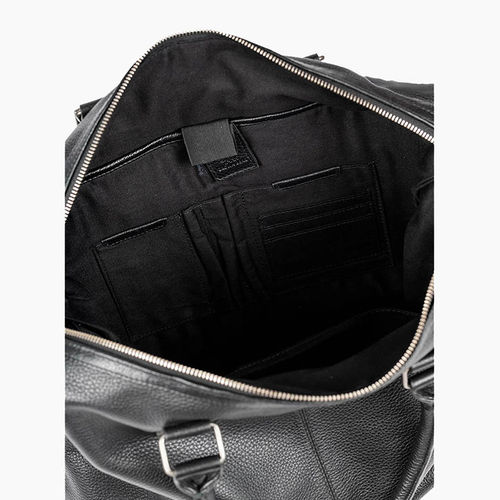 Brown Bear Genuine Leather Weekender Duffle Bag for Short Duration Getaway  Black