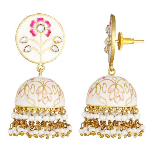 Peora Stylish Pearl Beaded Wedding Fancy Party Wear Jhumki Jhumka Earrings  For Women Girls (PF66E39W)