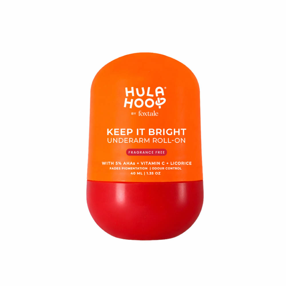 Hula Hoop 5% AHA Underarm Roll On, Reduces Pigmentation, 48 Hr Odour Control, Fragrance Free