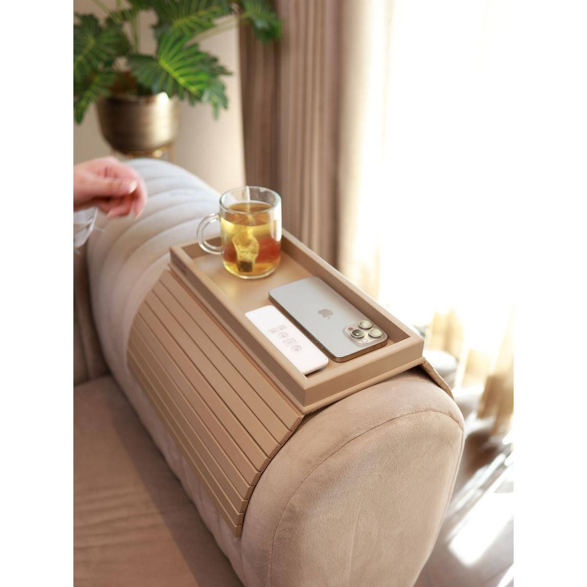 Cinch Home Flexible Table for Sofa & Couch Accessory Tray - Beige