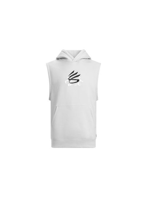 Under Armour Mens White Curry Tour Sleeveless Printed Hoodie