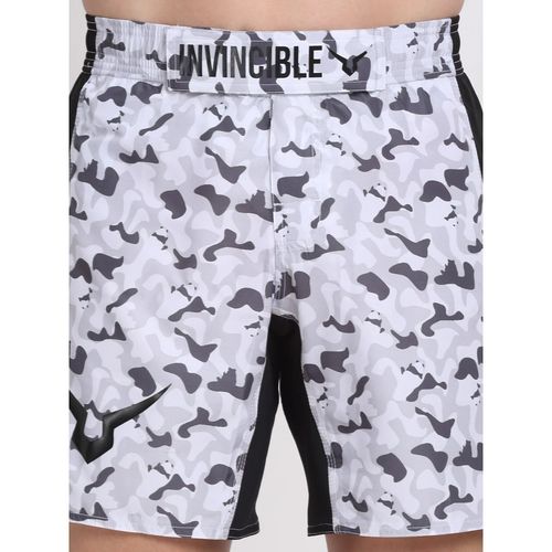 INVINCIBLE White Camo Black Men Mma Training Shorts