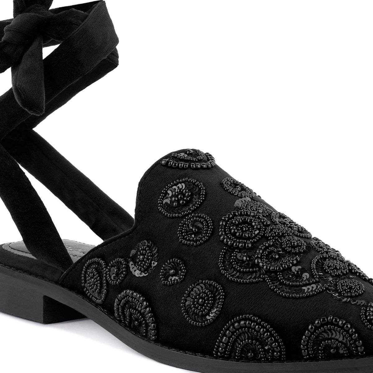 Buy Rag & Co Embroidered Black Mules Online