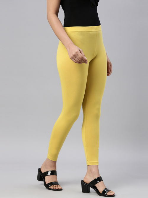 Buy Uptown Galeria Women Lemon Yellow Ankle Length Leggings