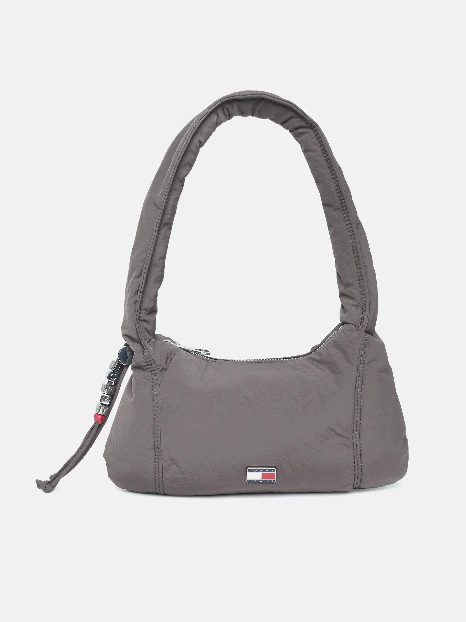 Tommy Hilfiger Solid Brown Nylon Handbag