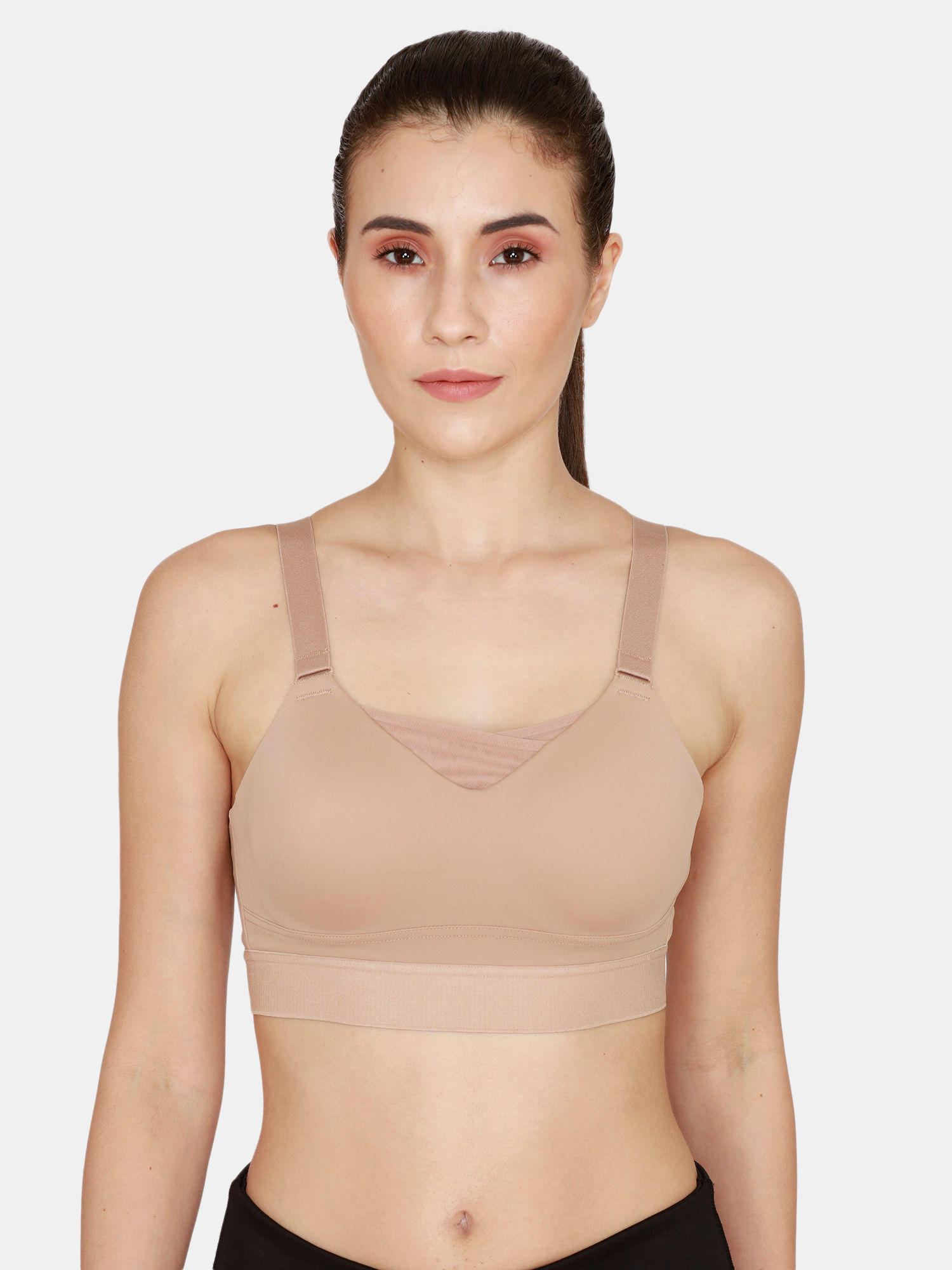 Buy Zelocity High Impact Padded Sports Bra- Grey N White at Rs.898 online