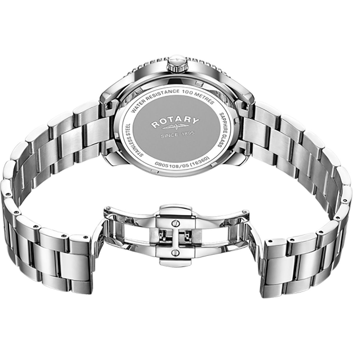 Rotary GB05108-05 Orologio Da Uomo – Henley GMT, Cassa 41 Mm, Acciaio, Calendario