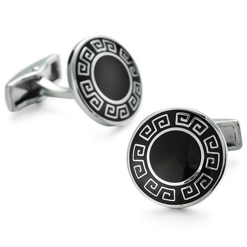Peora Black Silver Versace Round Designer Cufflinks For Men Boys Wedding  Business Gift (PX9CL32)