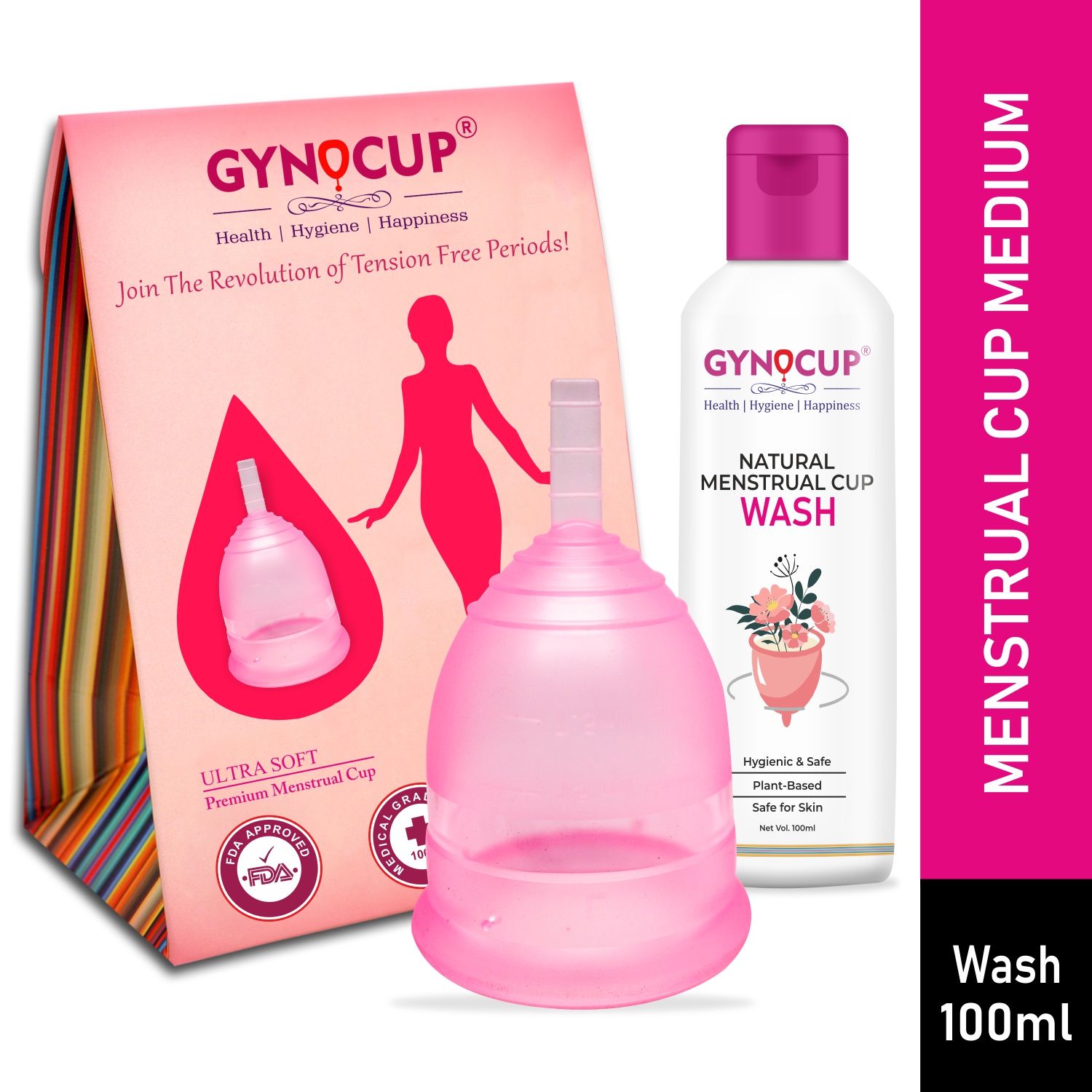 GynoCup Menstrual Cup and Wash Combo (Medium)