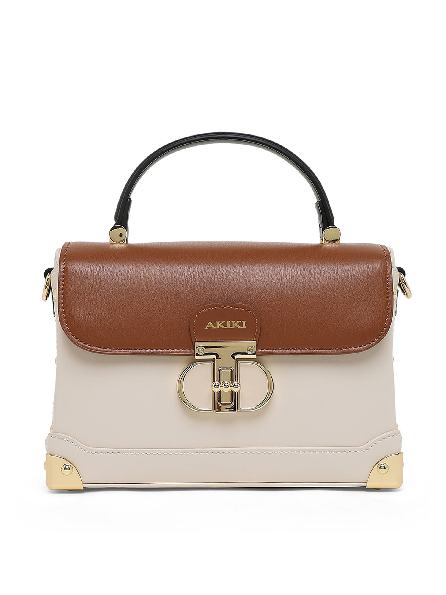 Akiki London Women Westminster Small Satchel White/Tan (S)