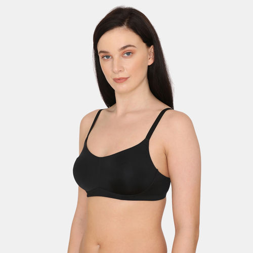 Zivame Copper Infused Double Layered Non-Wired 3/4Th Coverage T-Shirt Bra  With Low Rise Panty - Anthracite