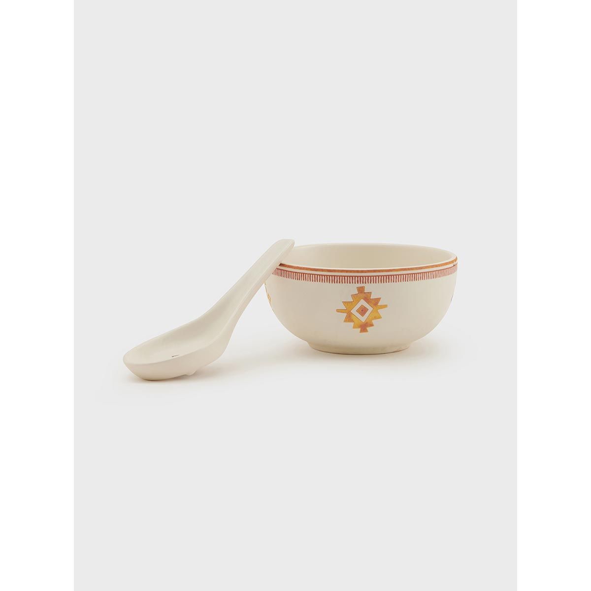 Fabindia Ikkat Porcelain Soup Bowl with Spoon Buy Fabindia Ikkat