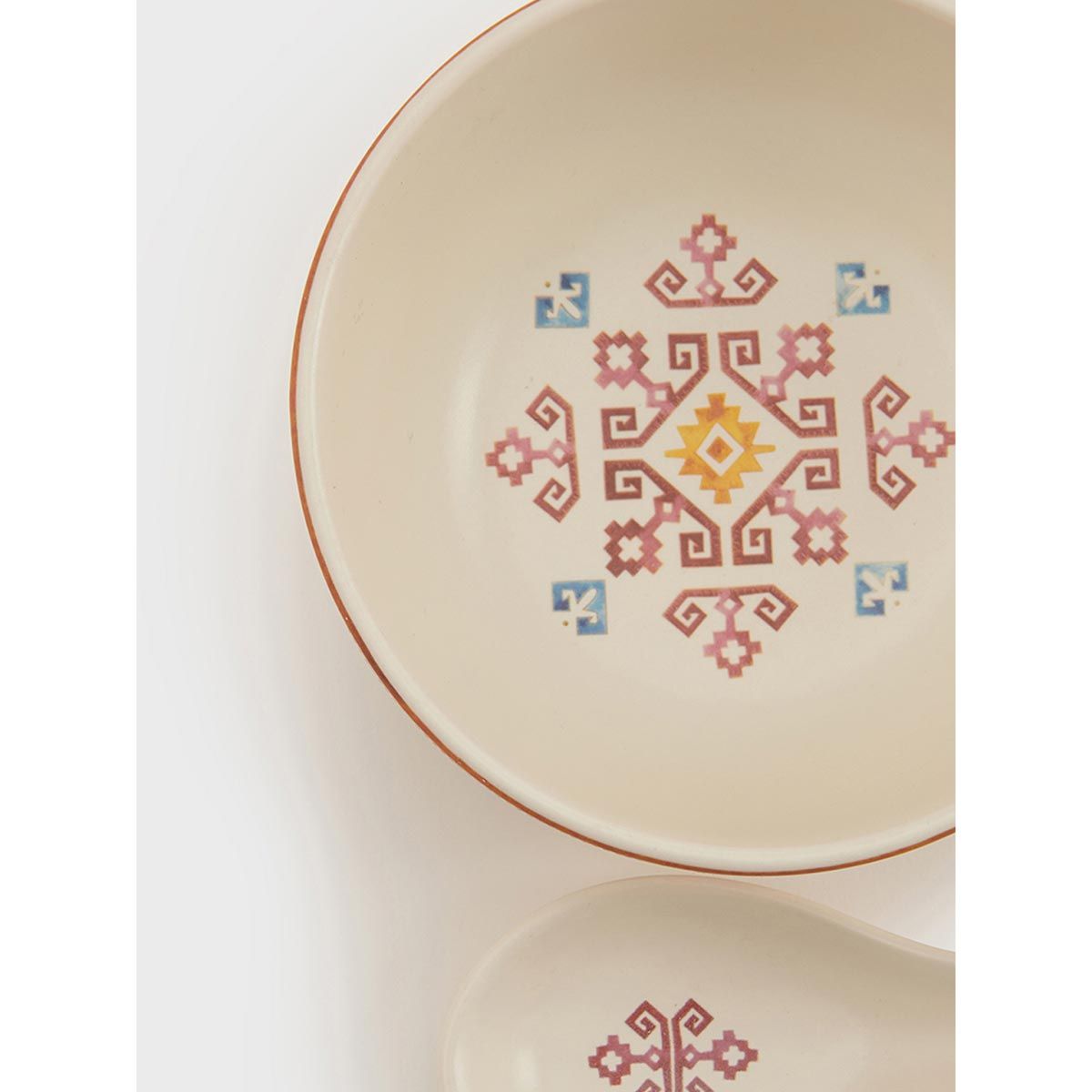 Fabindia Ikkat Porcelain Soup Bowl with Spoon Buy Fabindia Ikkat