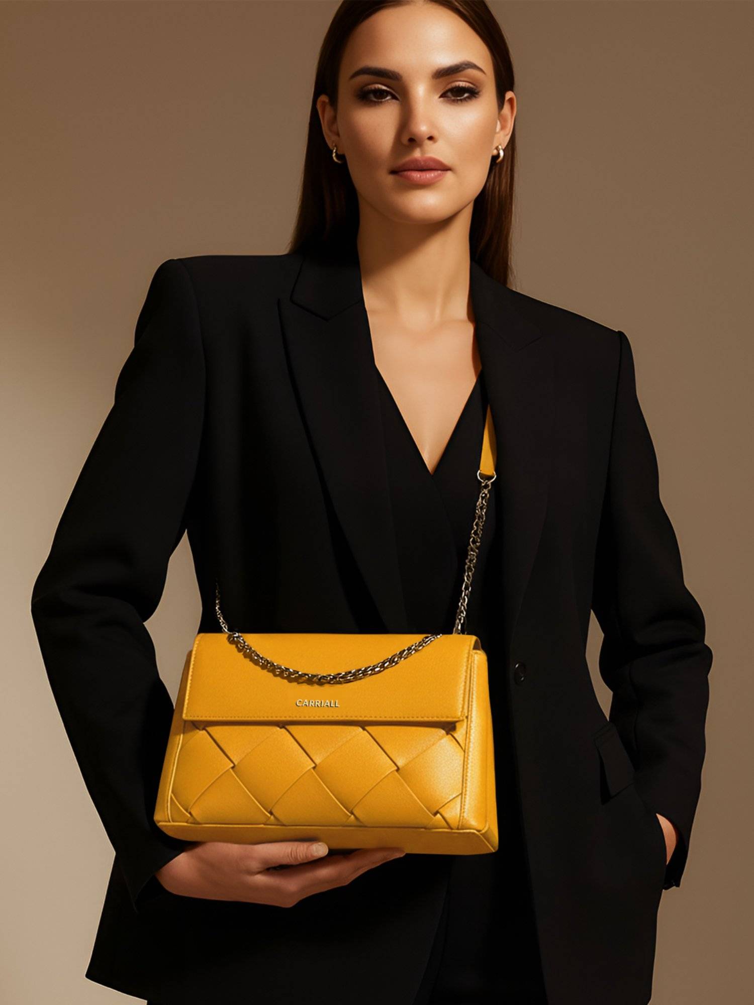 CARRIALL Yellow Celesta Vegan Leather Handbag and Wallet (Set of 2)