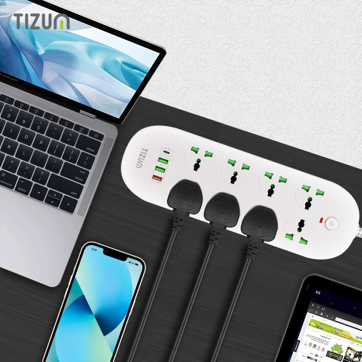 Tizum Fast Charging Extension Board With Usb Port For Office And Home 8